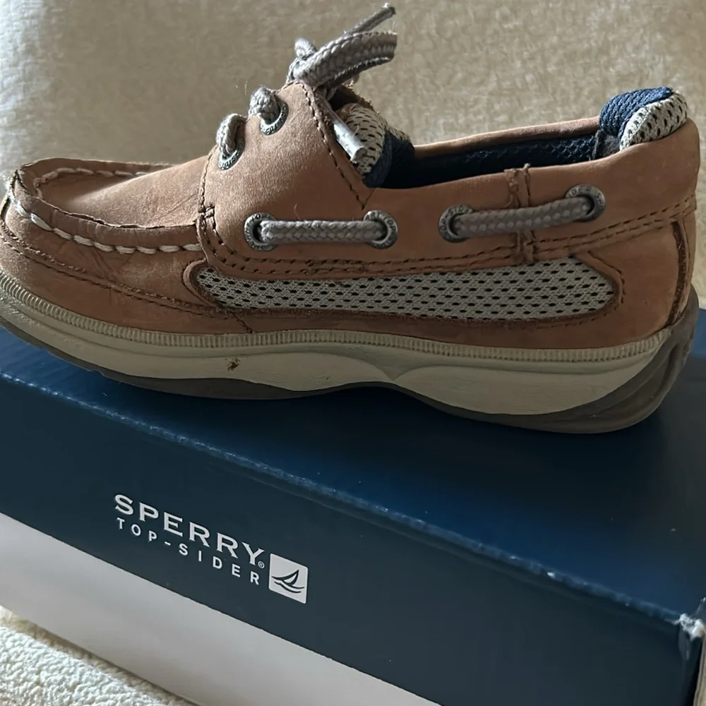 Sperry Top Sider Lanyard Boys Kids Tan Boat Shoes‎ 8.5